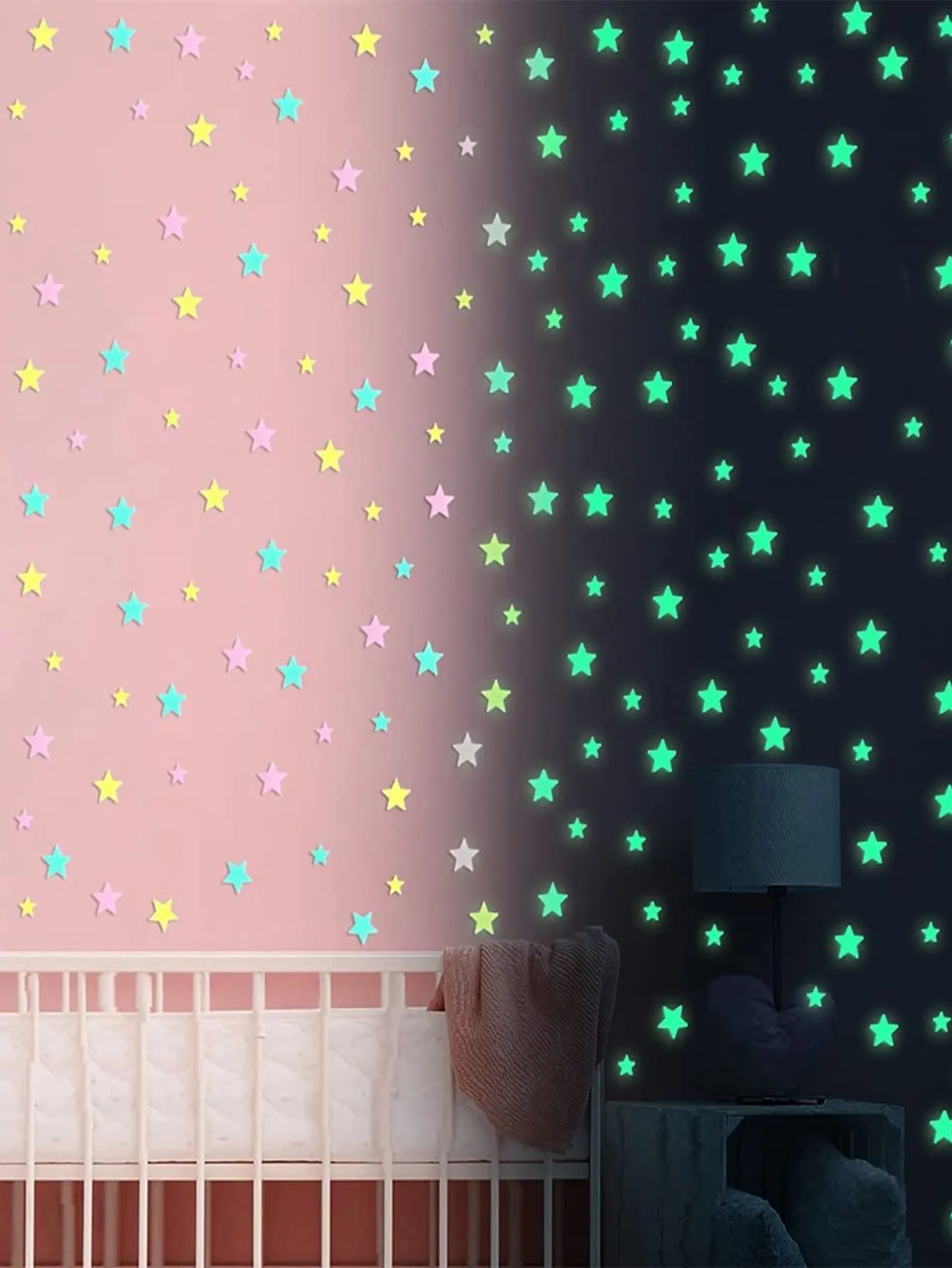 100pcs Glow In The Dark Star Shaped Wall Sticker Creative Decor Wall Art