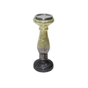 12" Dark Gray Crackled Candle Holder