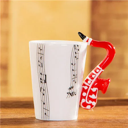 2017 New Novelty Music Note Guitar Ceramic Cup Personality Coffee Juice Lemon Mug Tea Cups Home Office Drinkware Gift 300ML