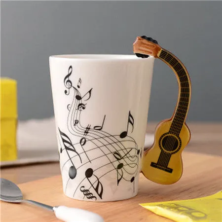 2017 New Novelty Music Note Guitar Ceramic Cup Personality Coffee Juice Lemon Mug Tea Cups Home Office Drinkware Gift 300ML