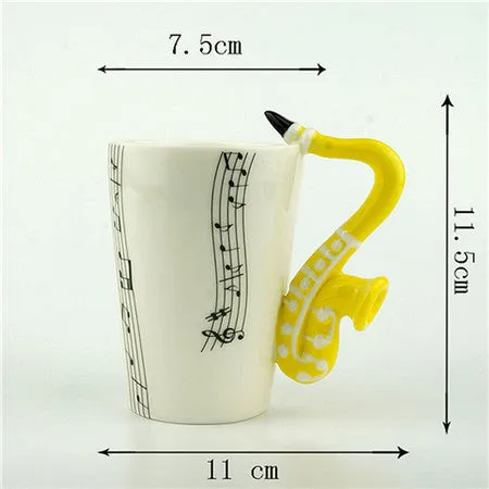 2017 New Novelty Music Note Guitar Ceramic Cup Personality Coffee Juice Lemon Mug Tea Cups Home Office Drinkware Gift 300ML