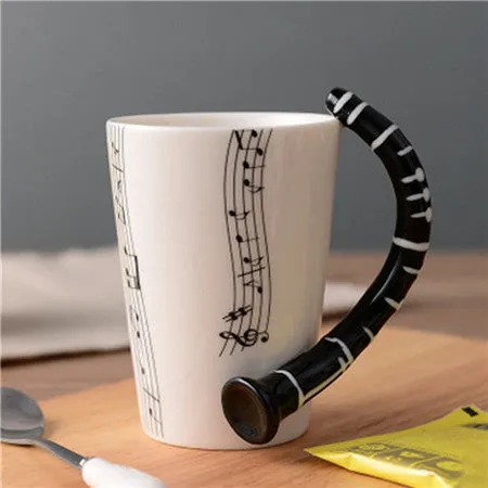 2017 New Novelty Music Note Guitar Ceramic Cup Personality Coffee Juice Lemon Mug Tea Cups Home Office Drinkware Gift 300ML