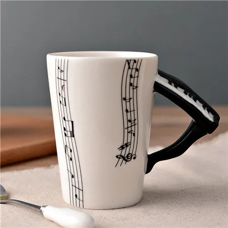 2017 New Novelty Music Note Guitar Ceramic Cup Personality Coffee Juice Lemon Mug Tea Cups Home Office Drinkware Gift 300ML