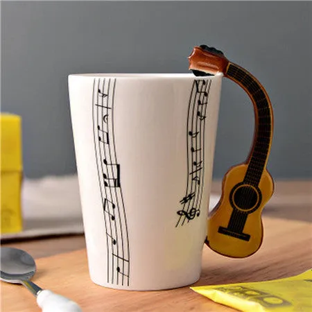 2017 New Novelty Music Note Guitar Ceramic Cup Personality Coffee Juice Lemon Mug Tea Cups Home Office Drinkware Gift 300ML