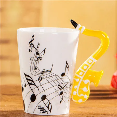 2017 New Novelty Music Note Guitar Ceramic Cup Personality Coffee Juice Lemon Mug Tea Cups Home Office Drinkware Gift 300ML