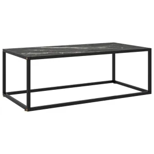 322882 vidaXL Coffee Table Black with Black Marble Glass 100x50x35 cm