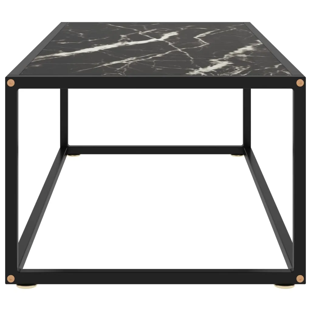 322882 vidaXL Coffee Table Black with Black Marble Glass 100x50x35 cm