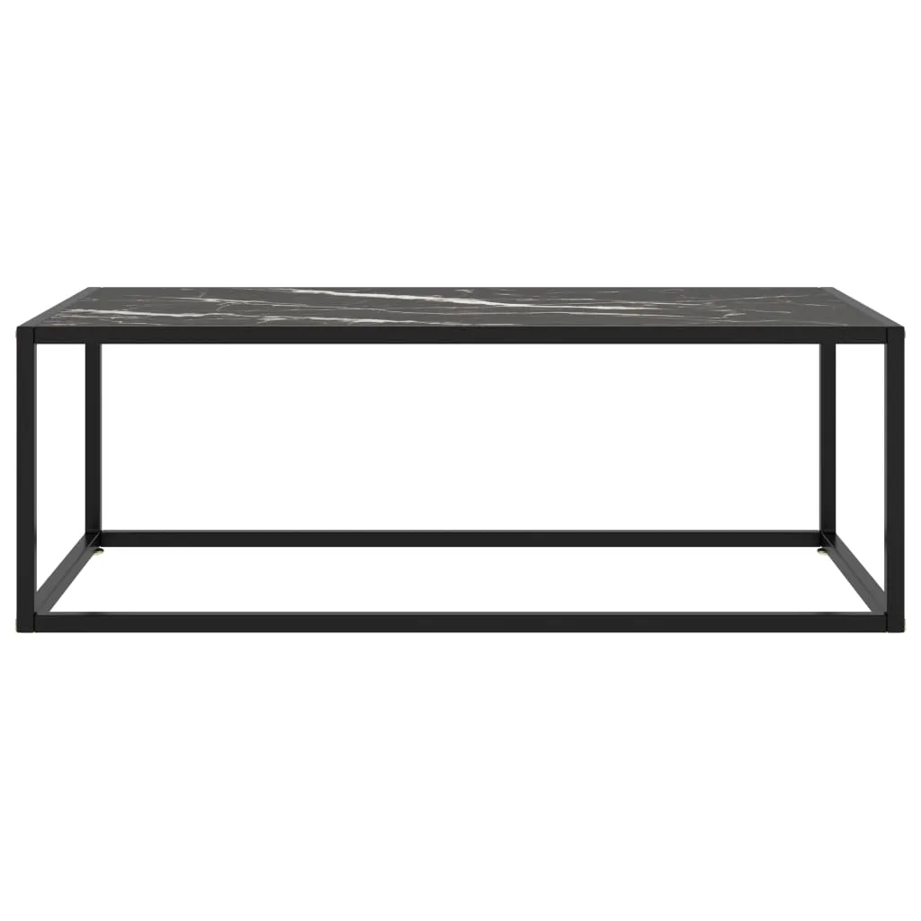 322882 vidaXL Coffee Table Black with Black Marble Glass 100x50x35 cm