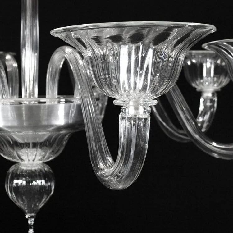 8 Light Clear Murano Glass Chandelier