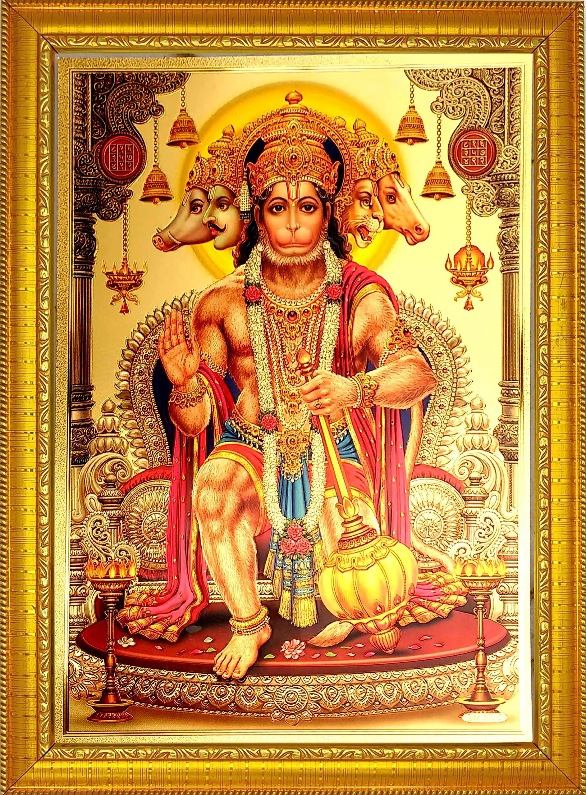 ADA Handicraft Hindu Lord Goddess God Religious Framed Painting for Wall and Pooja/Hindu Bhagwan Devi Devta Photo Frame/God Poster for Puja (28 * 28) cm