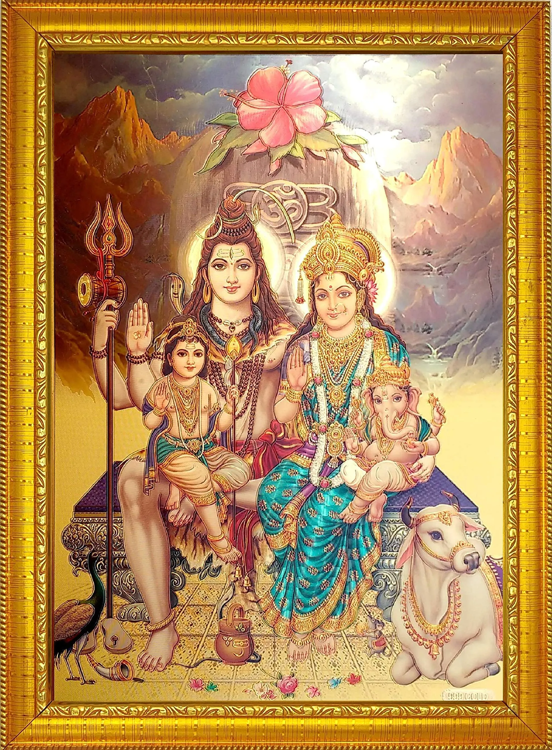 ADA Handicraft Hindu Lord Goddess God Religious Framed Painting for Wall and Pooja/Hindu Bhagwan Devi Devta Photo Frames/God Poster for Pooja (35 x 25) cm