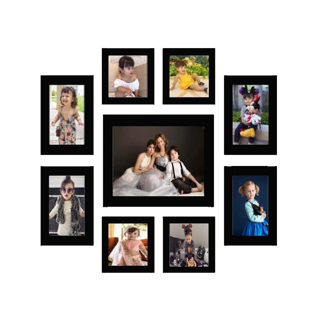 AG Crafts Ag Crafts™ Wood Photo Frame (Black, 9 Photos) (Black)(Wall Mount, 9.00)