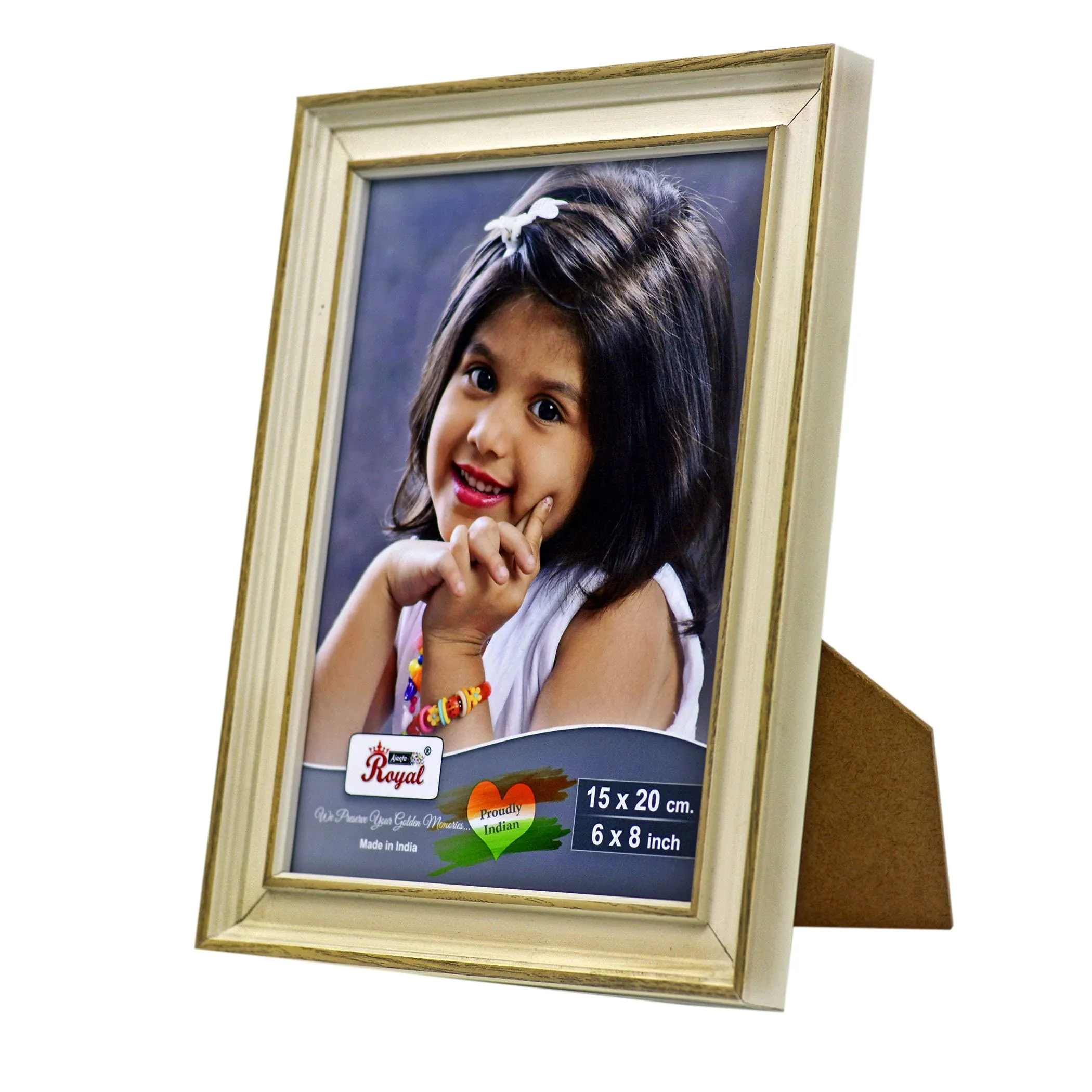 AJANTA ROYAL Rich 6 x 8 Solo Photo Frame for Table and Walls Decoration Gift for Birthday (Ivory, 1)