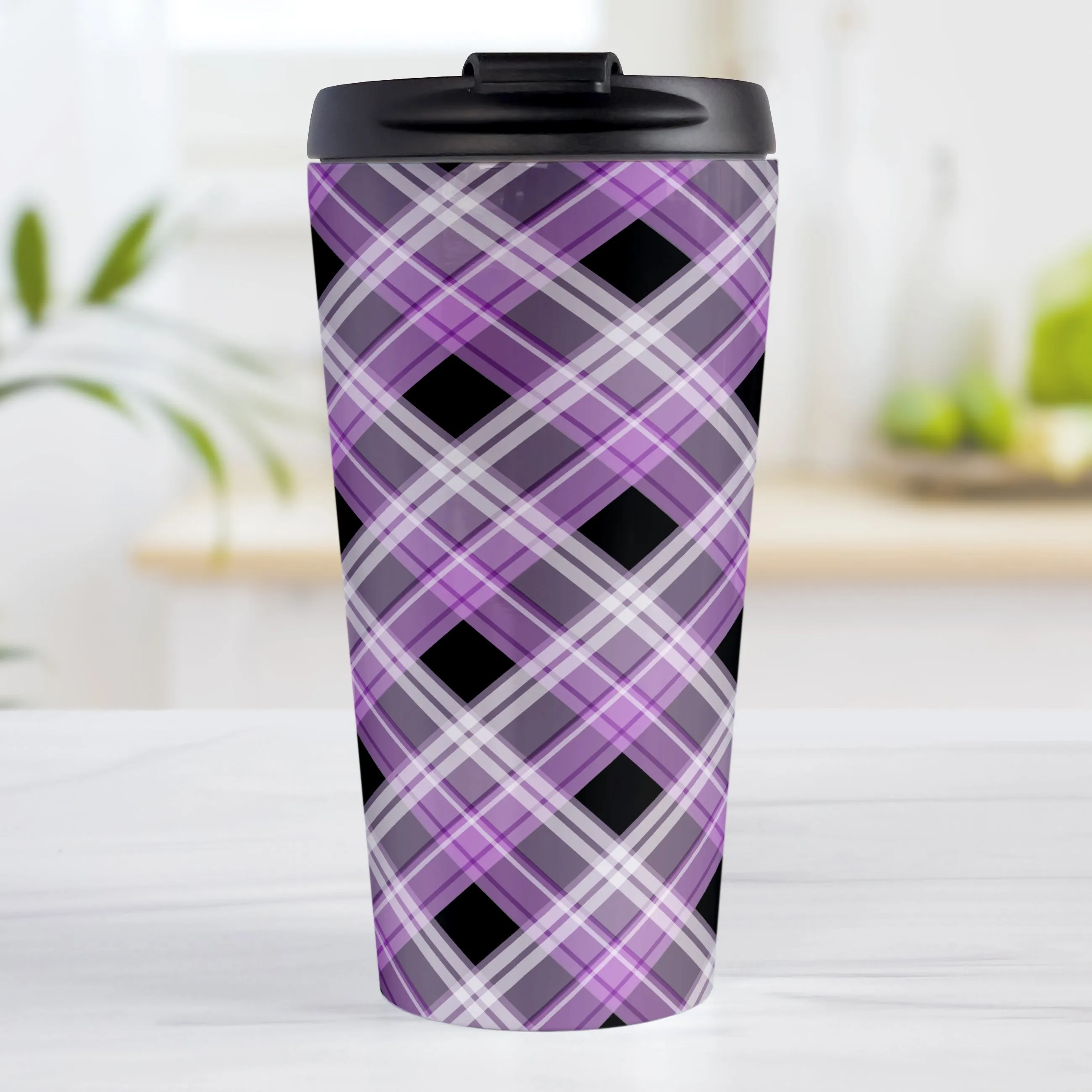 Alternative Purple Plaid Travel Mug