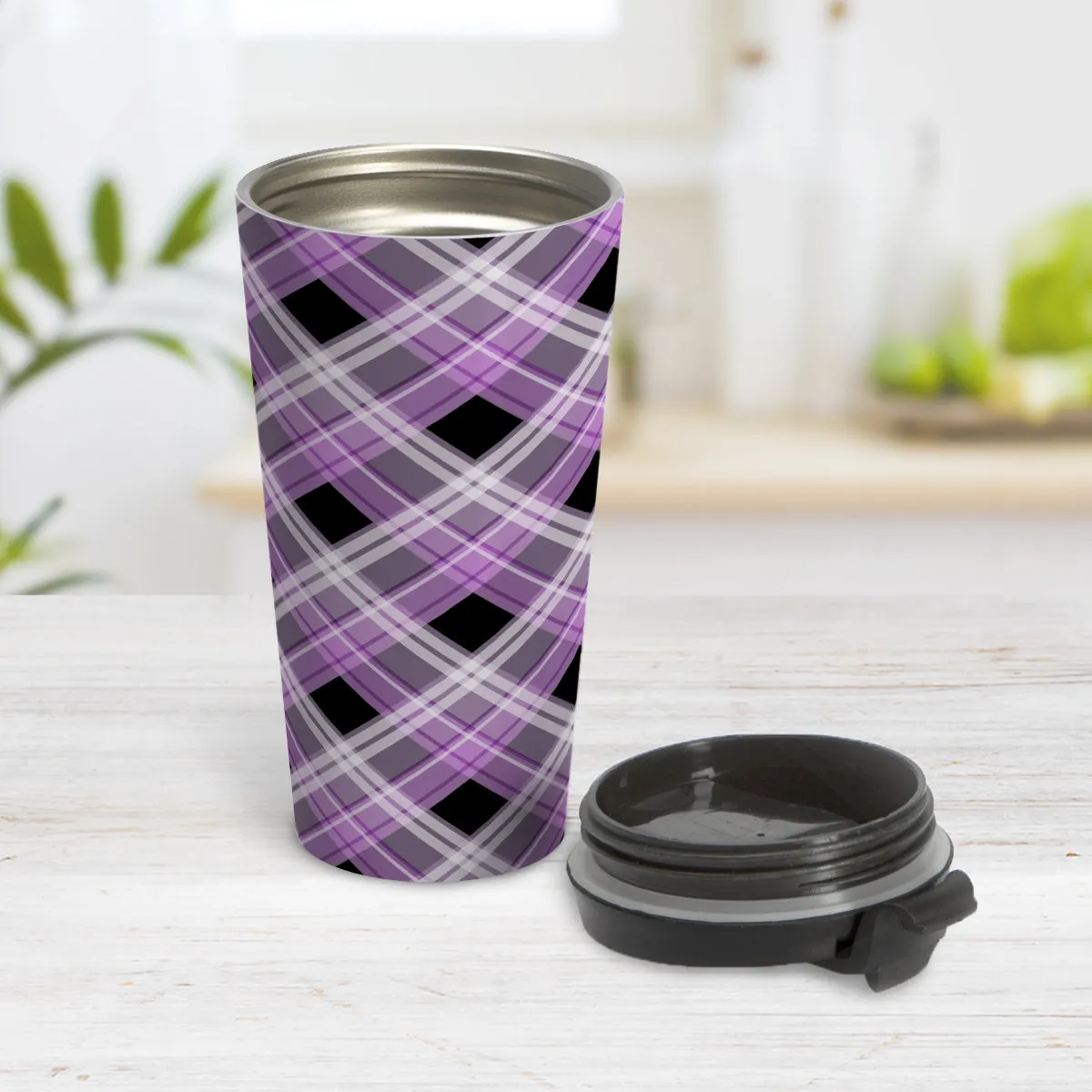 Alternative Purple Plaid Travel Mug