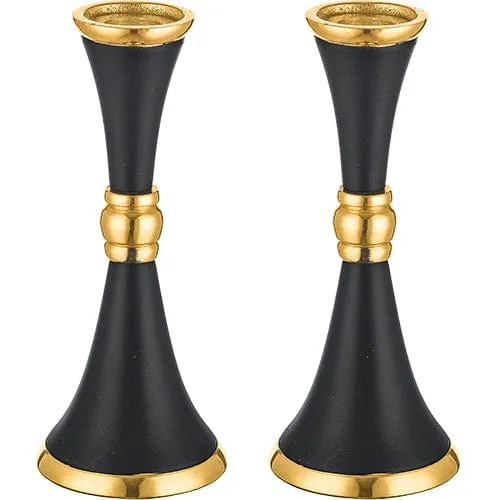 Aluminum Candlesticks 18cm - Black And Gold