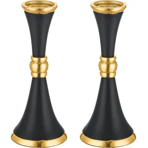 Aluminum Candlesticks 18cm - Black And Gold