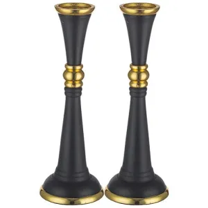 Aluminum Candlesticks 23cm - Black And Gold