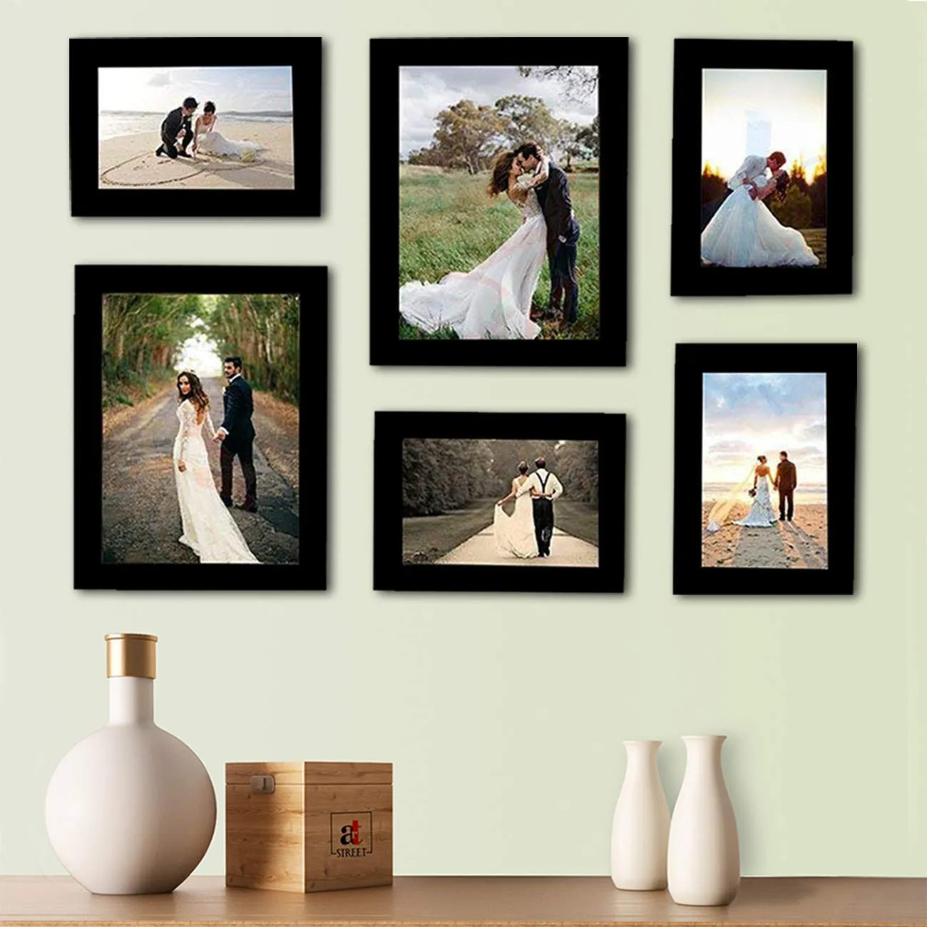 Art street Decorous Black Wall Photo Frames- Set of 6 Individual Photo Frames