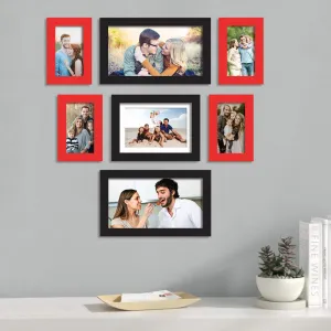 Art Street - Red and Black Pyramid set of 7 individual wall photo frame (5x7, 8x10, 4x4)