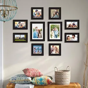 Art Street - Set of 10 Individual Black Wall Photo Frames Wall Hanging (Mix Size)(4 Units 4X6, 4 Units 5x5, 2 Units 6X8 inch)