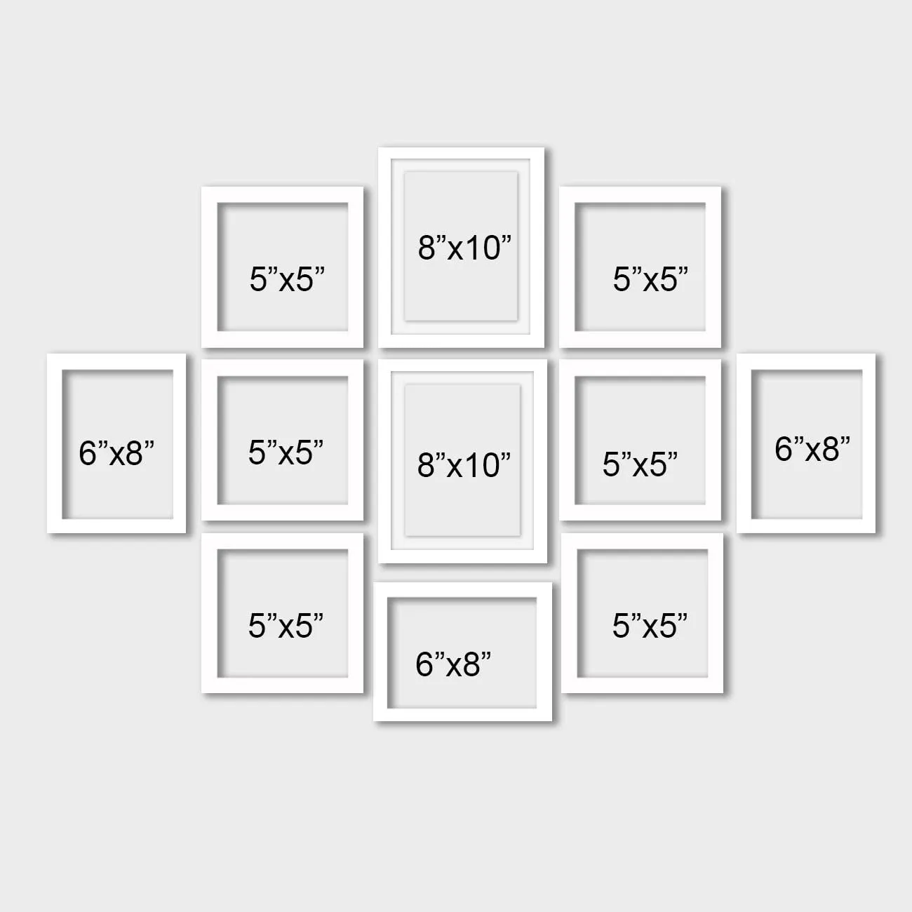 Art Street Set Of 11 White Photo Frame For Home Décor Living Room Wall Decoration (Size - 5X5, 6X8, 8X10 In), Plastic; Synthetic Wood; Plexiglass, Rectangular