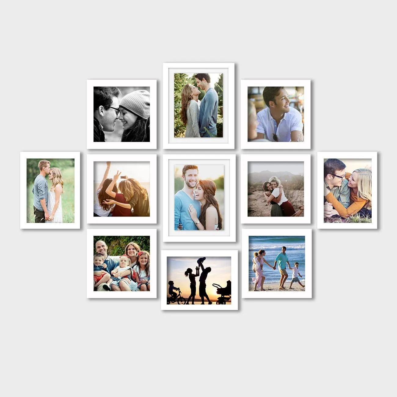 Art Street Set Of 11 White Photo Frame For Home Décor Living Room Wall Decoration (Size - 5X5, 6X8, 8X10 In), Plastic; Synthetic Wood; Plexiglass, Rectangular