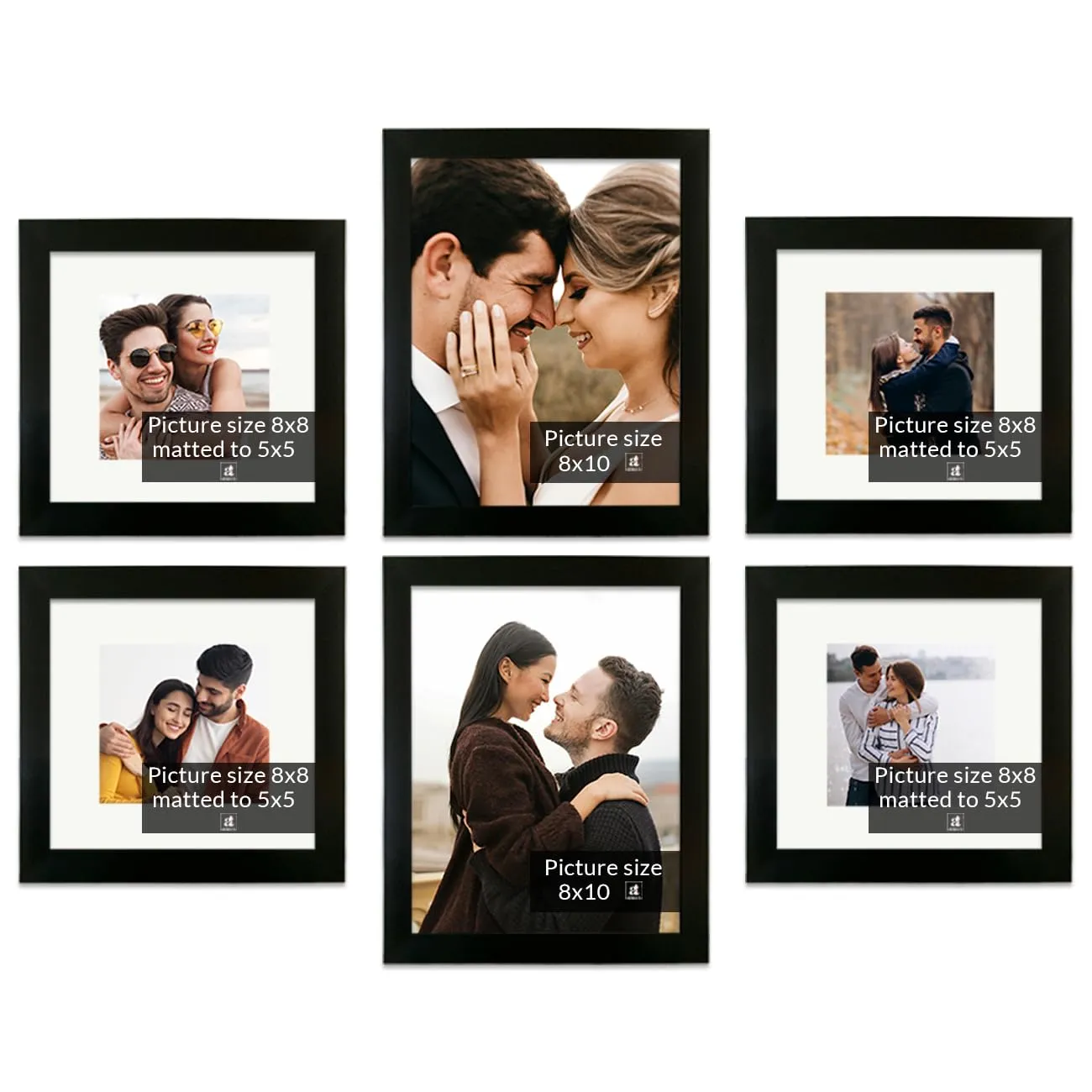 Art Street Set of 6 Individual Photo Frame/Wall Hanging For Home Decor - Black