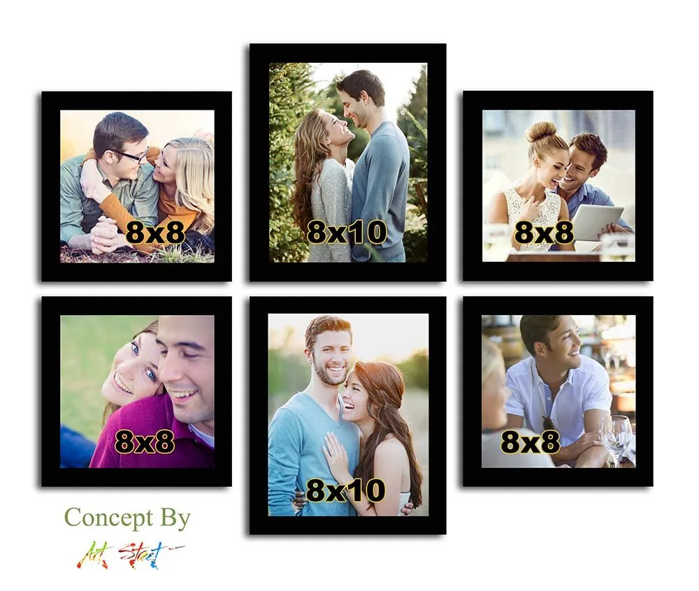 Art Street Set of 6 Individual Photo Frame/Wall Hanging For Home Decor - Black