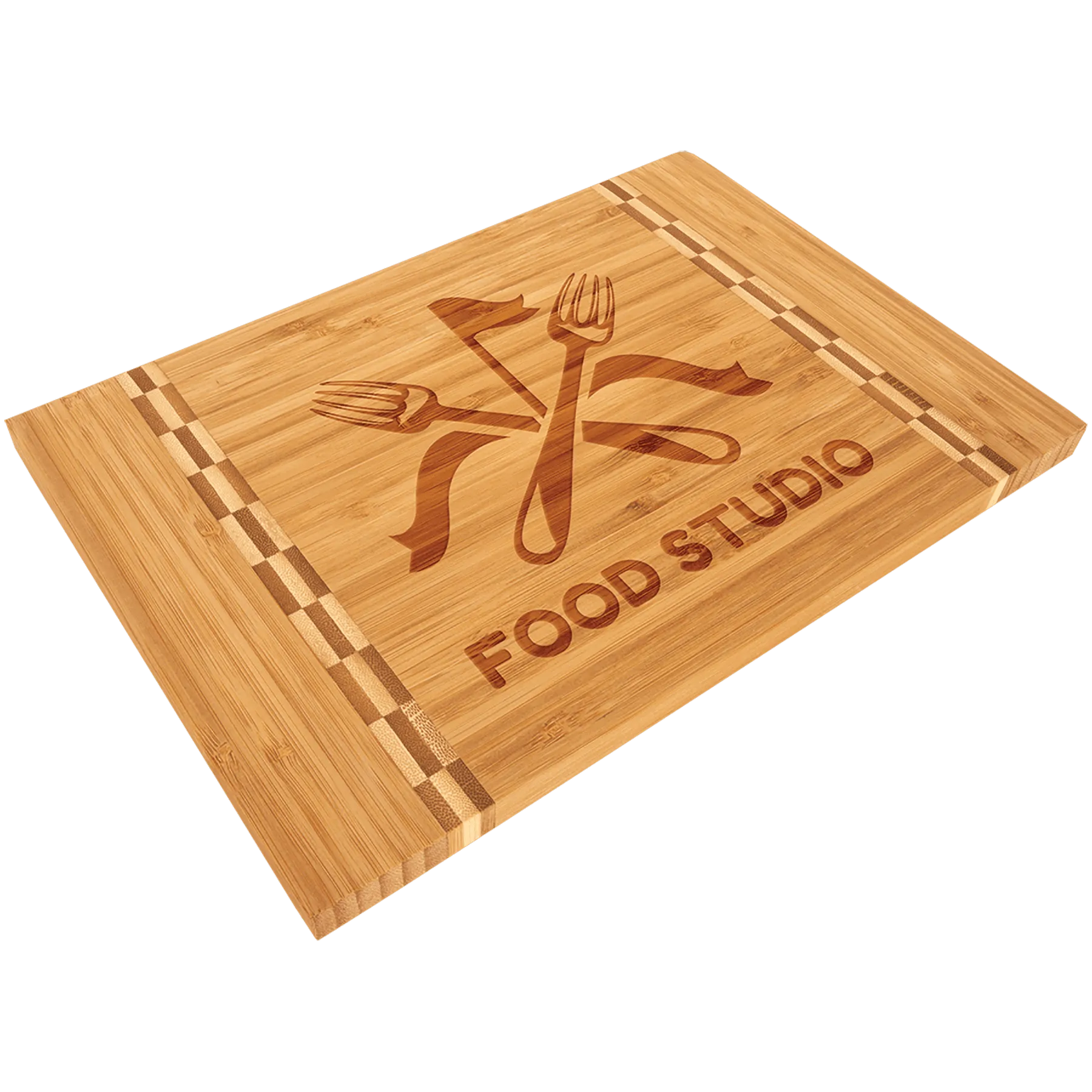 Bamboo Cutting Board with Block Inlay