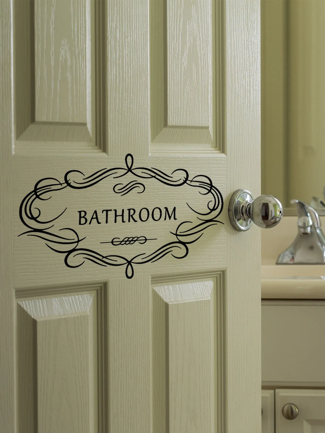 Bathroom Sign Door or Wall Sticker Creative Decor Wall Art Adhesive Wall Decals