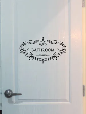 Bathroom Sign Door or Wall Sticker Creative Decor Wall Art Adhesive Wall Decals