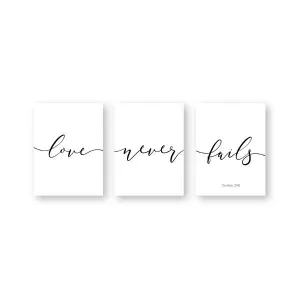 Bible Verse Wall Art<br> Love Never Fails (3pcs)