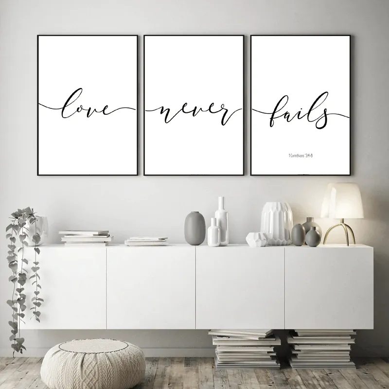 Bible Verse Wall Art<br> Love Never Fails (3pcs)