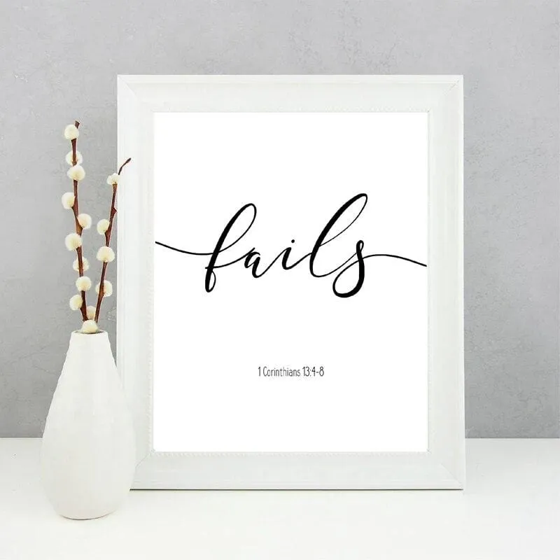 Bible Verse Wall Art<br> Love Never Fails (3pcs)