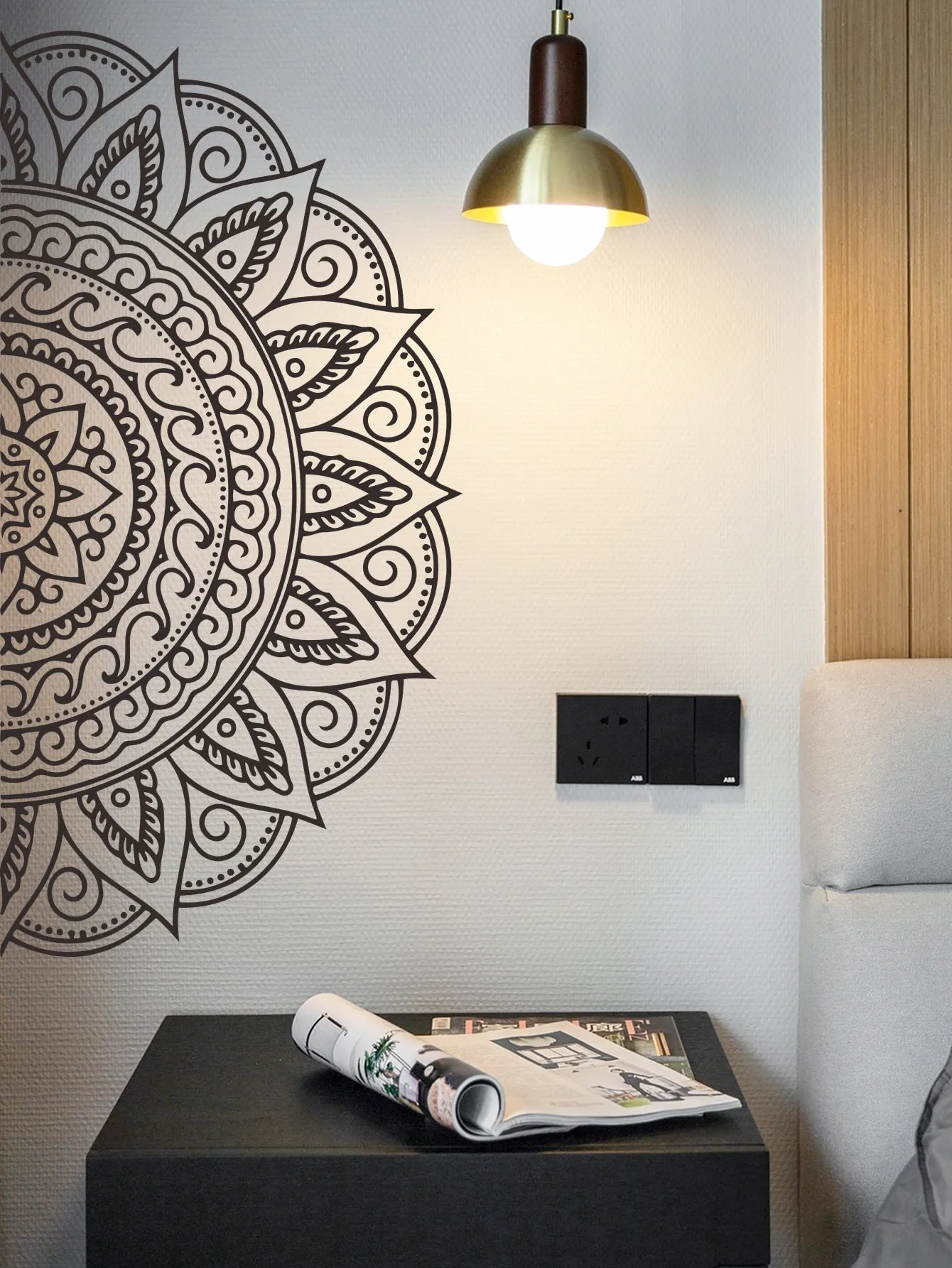 Black Mandala Wall Sticker Decorative Wall Art Decal Creative Design for Home