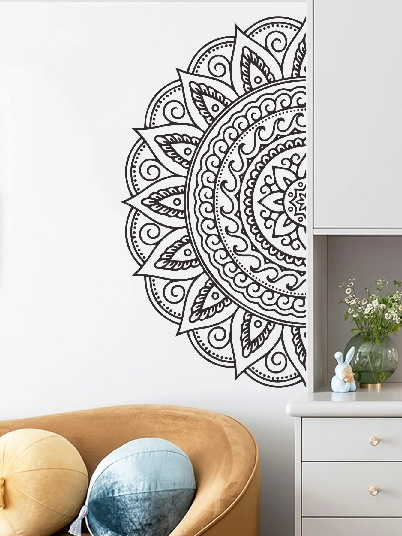 Black Mandala Wall Sticker Decorative Wall Art Decal Creative Design for Home