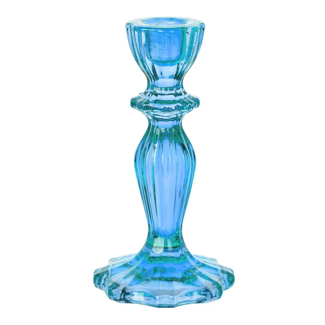 Blue Glass Candlestick Holder