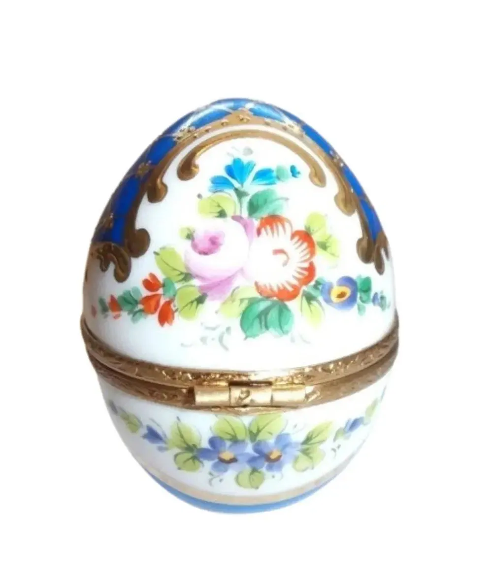 Blue Gold Perfume bottle 2.75" Egg Gold Encrustation