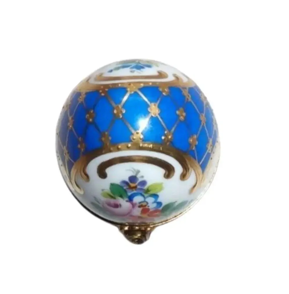 Blue Gold Perfume bottle 2.75" Egg Gold Encrustation