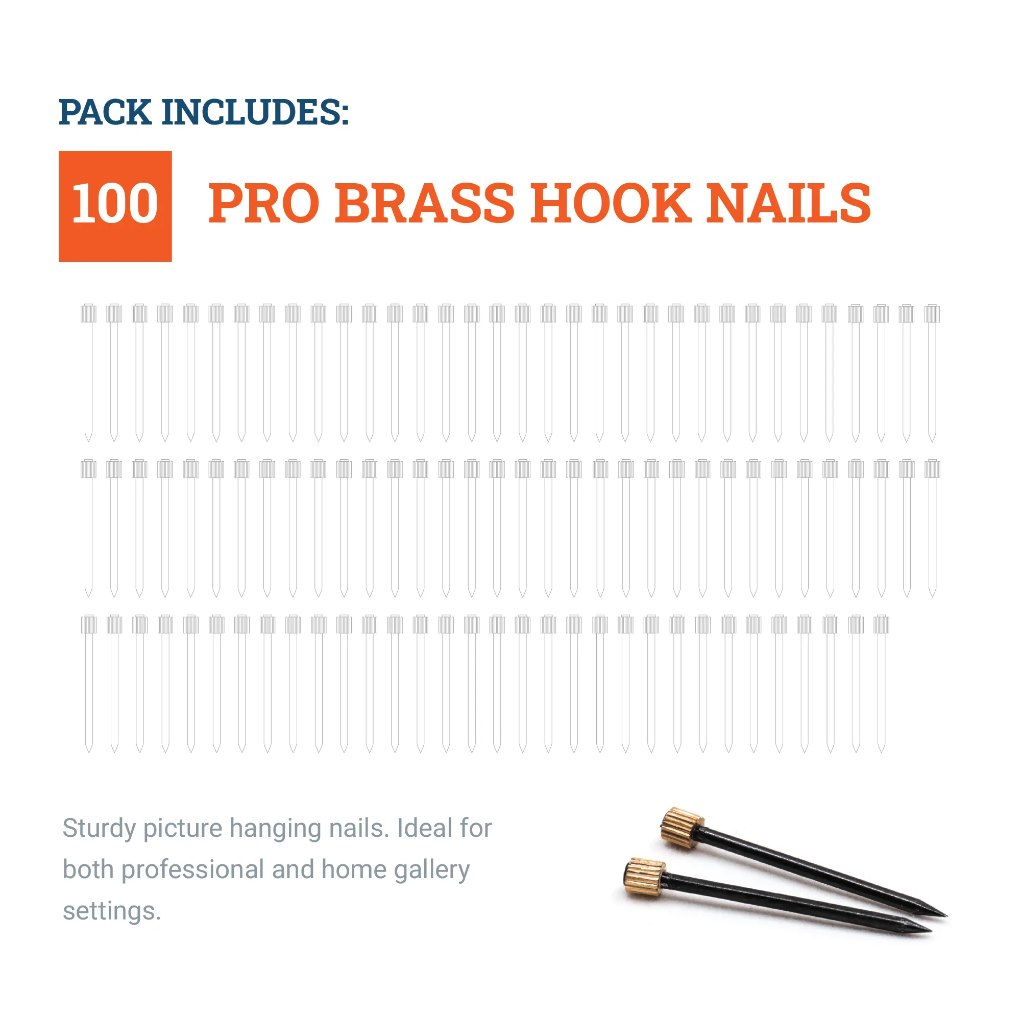 Brass Hook Nails Old Style - 100 Pack