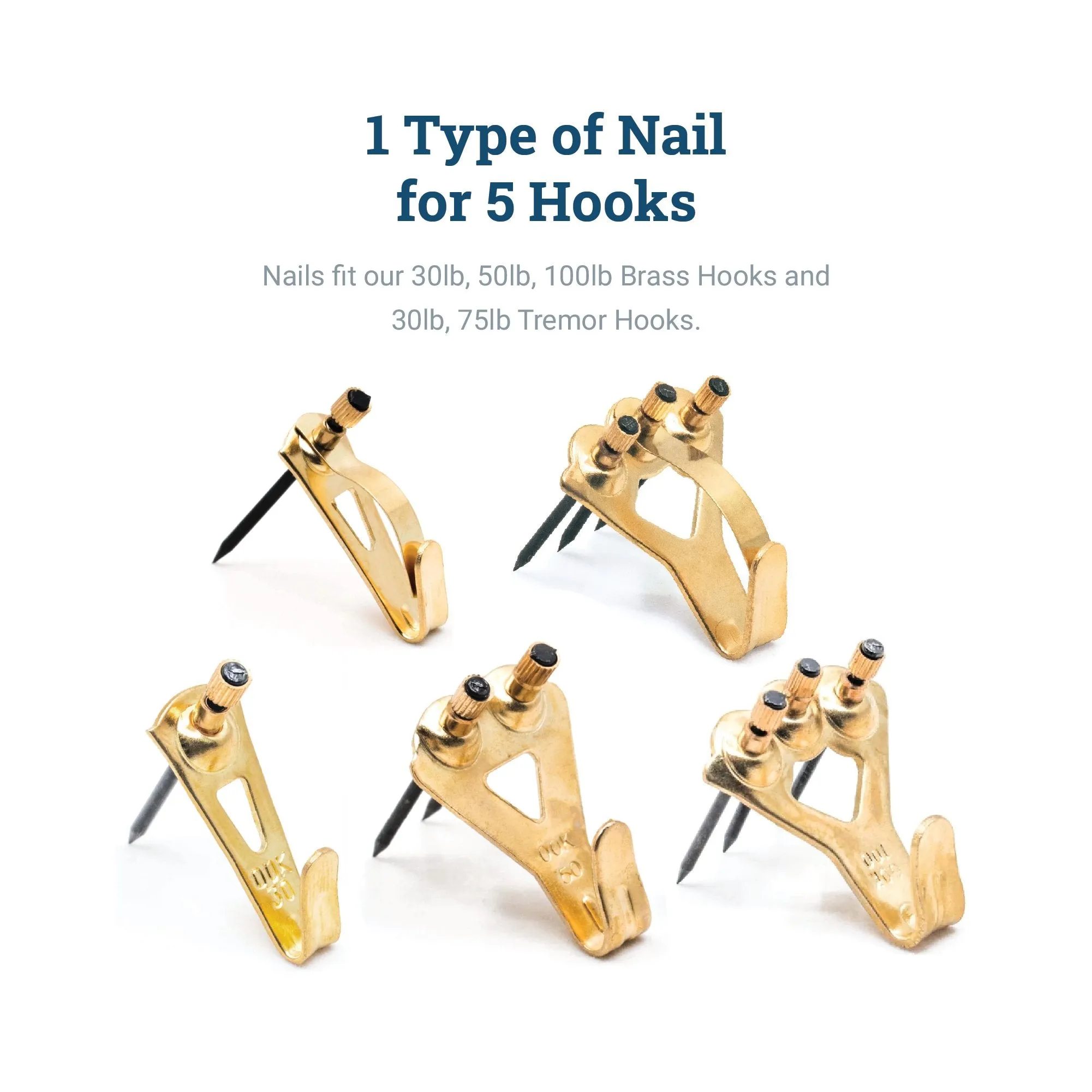 Brass Hook Nails Old Style - 100 Pack