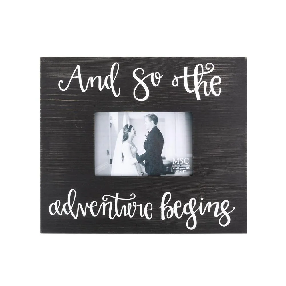 Bridal Wooden Picture Frame- "And So The Adventure Begins"