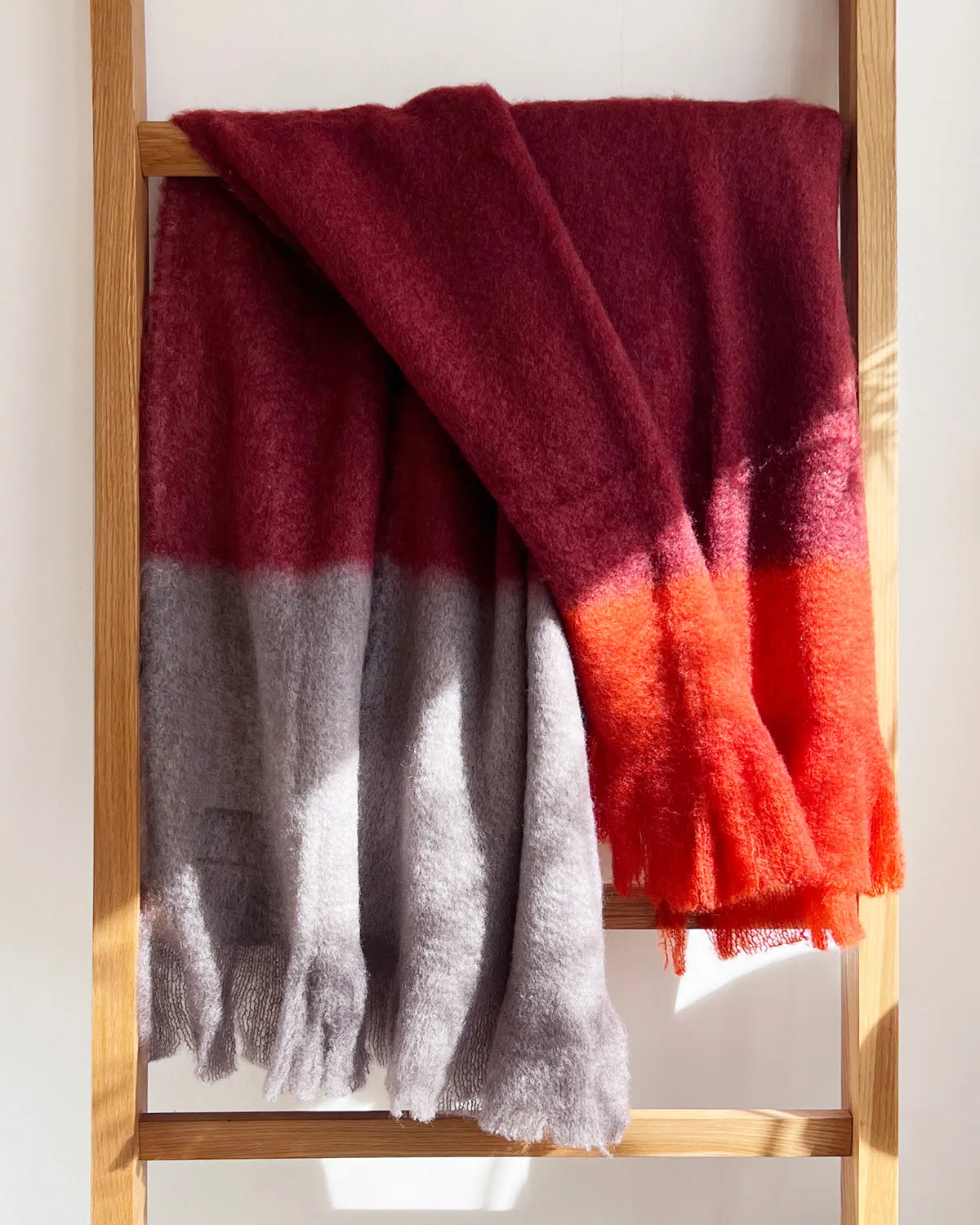 Burgundy Color Block Ezcaray Mohair Throw