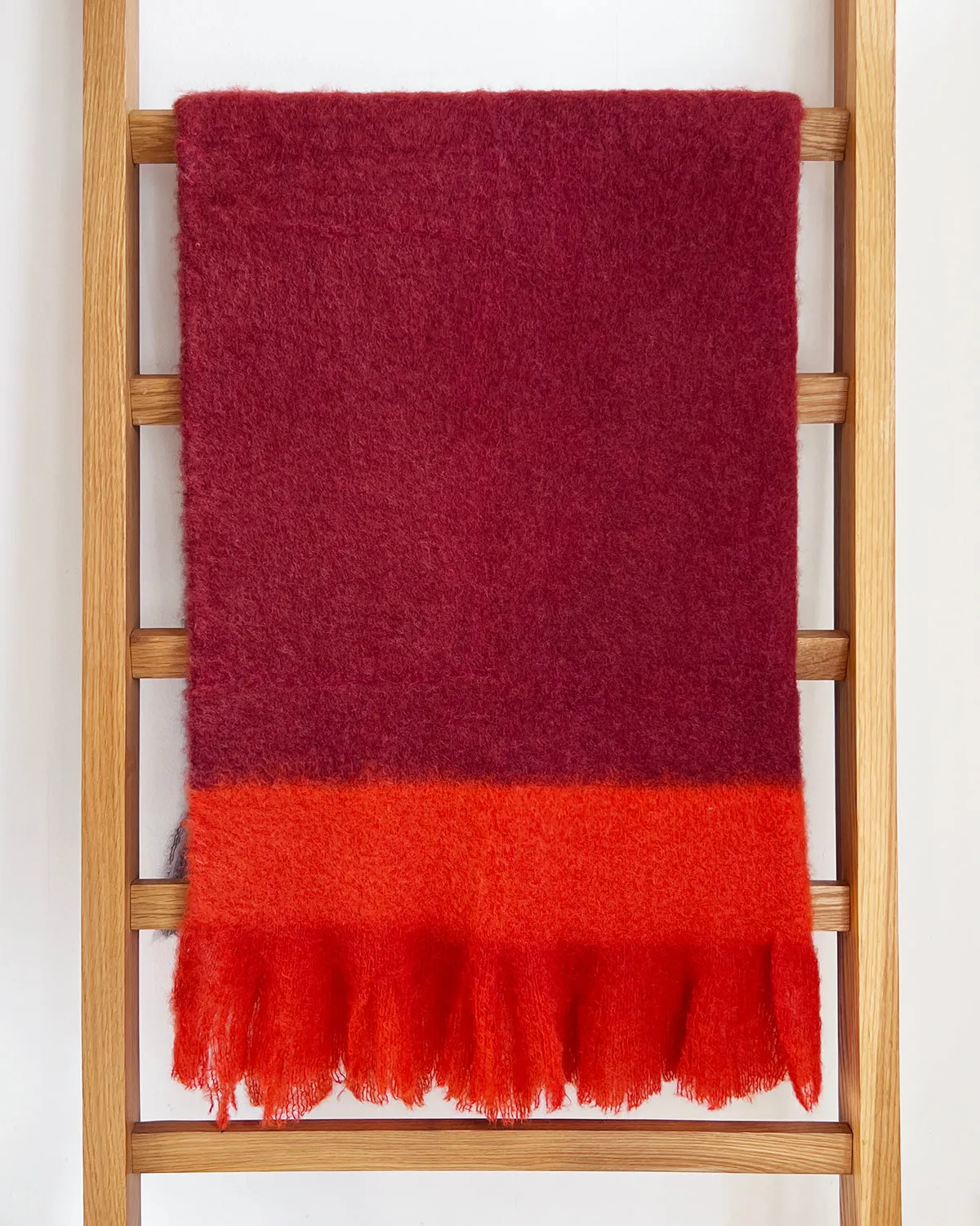 Burgundy Color Block Ezcaray Mohair Throw