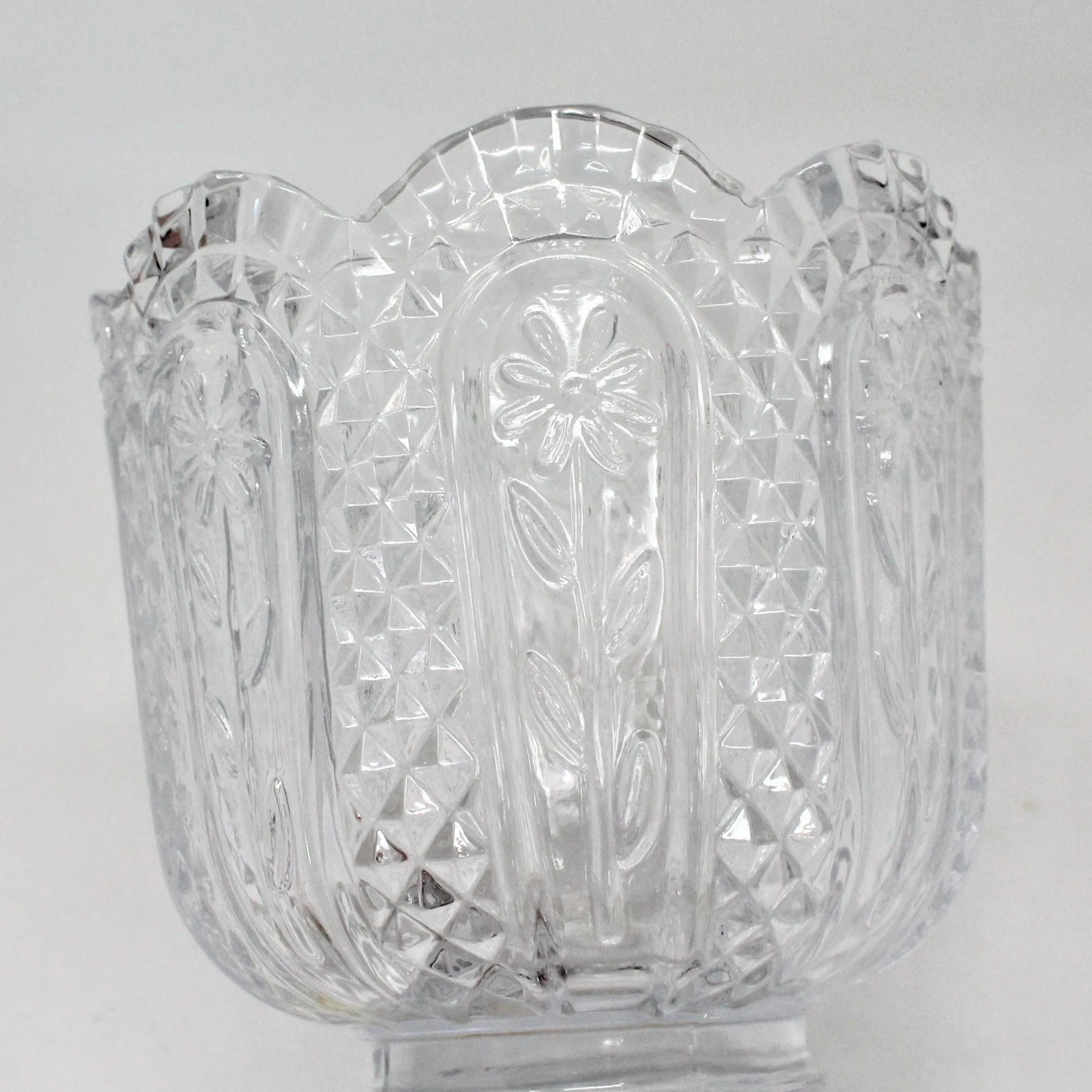 Candle Holder, Avon, Pressed Glass, Daisy and Diamond, Fostoria Pattern, Vintage