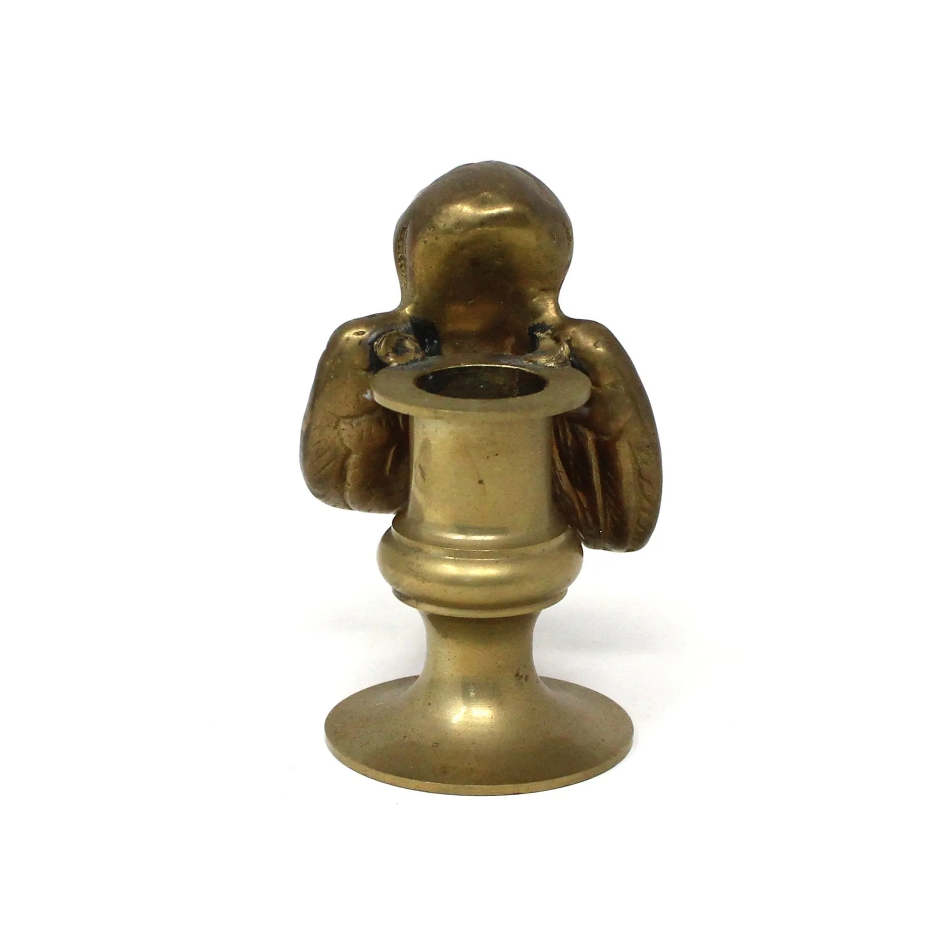 Candle Holder, Brass Sitting Cherub Angel, Taper Holder, Vintage