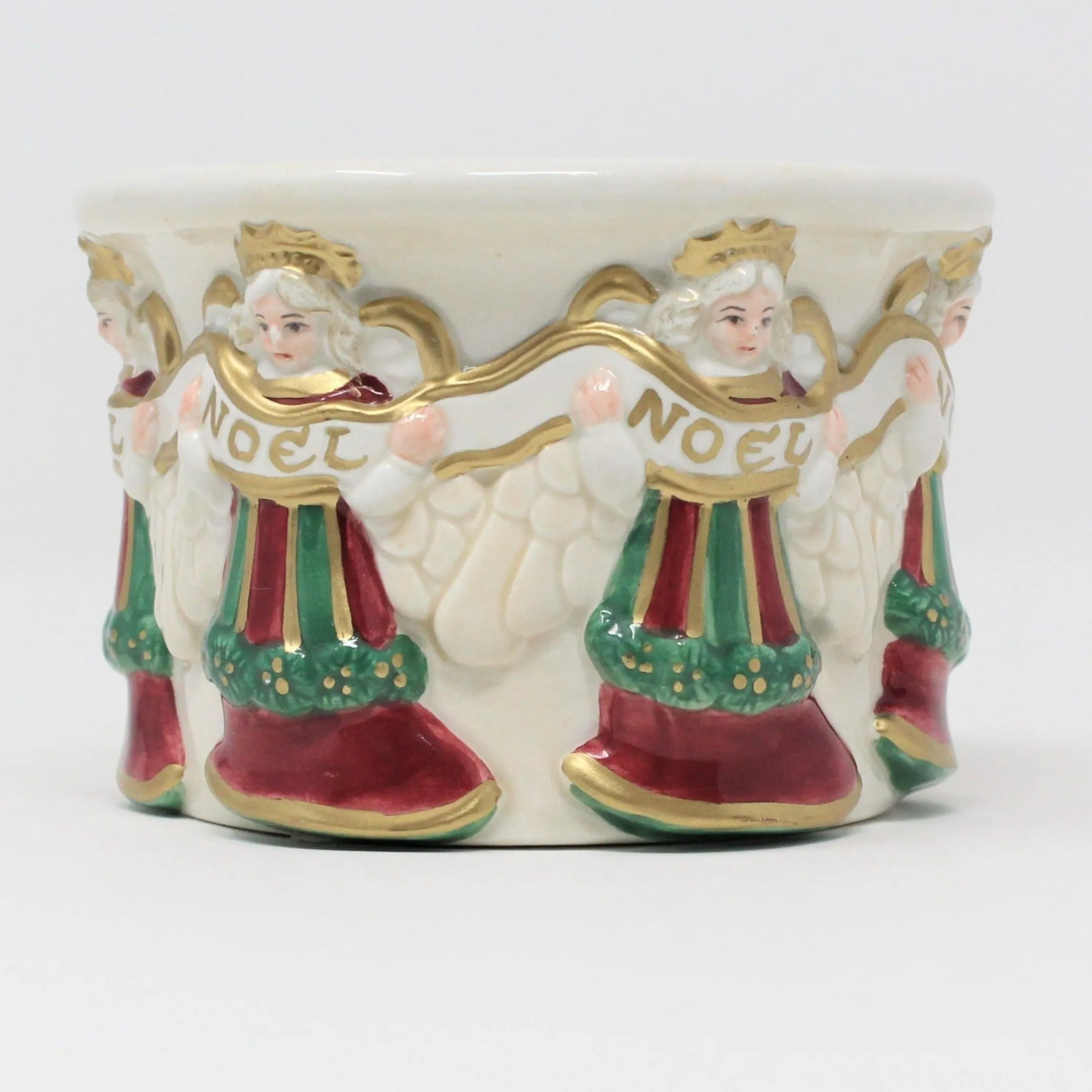 Candle Holder, Fitz and Floyd, Noel Angels, Hand Painted Pillar, Vintage