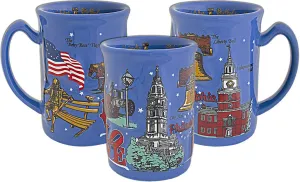 CMPH05 Coffee Mug Blue Raised Philadelphia