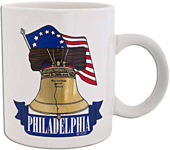 CMPH34W Coffee Mug White Flag Bell Philadelphia